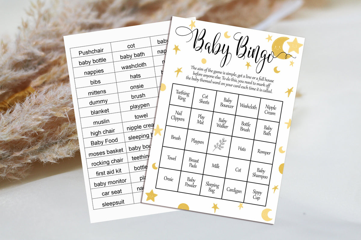 Twinkle Star Baby Shower Bingo Game: A6 Cards