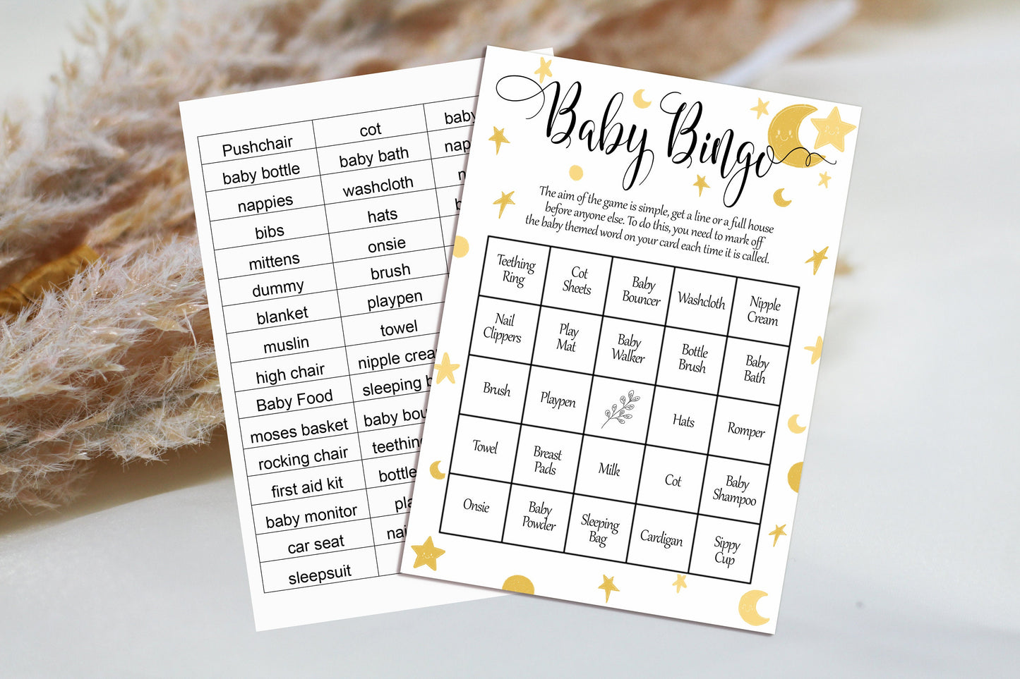 Twinkle Star Baby Shower Bingo Game: A6 Cards