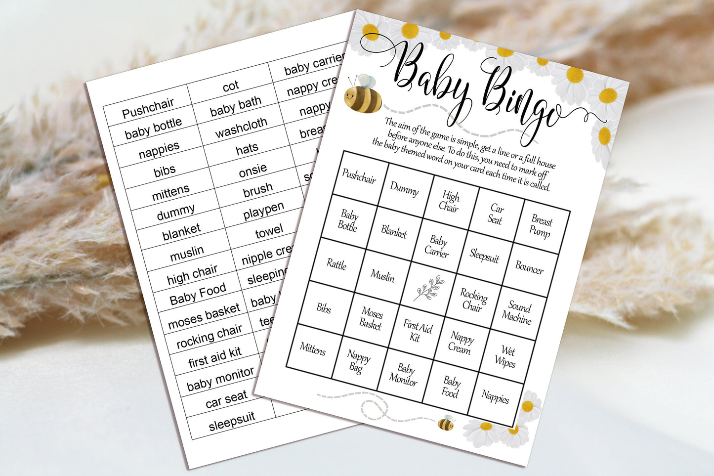 Mama to Bee Baby Shower Bingo Game: Gender Neutral Bumble Bee Theme