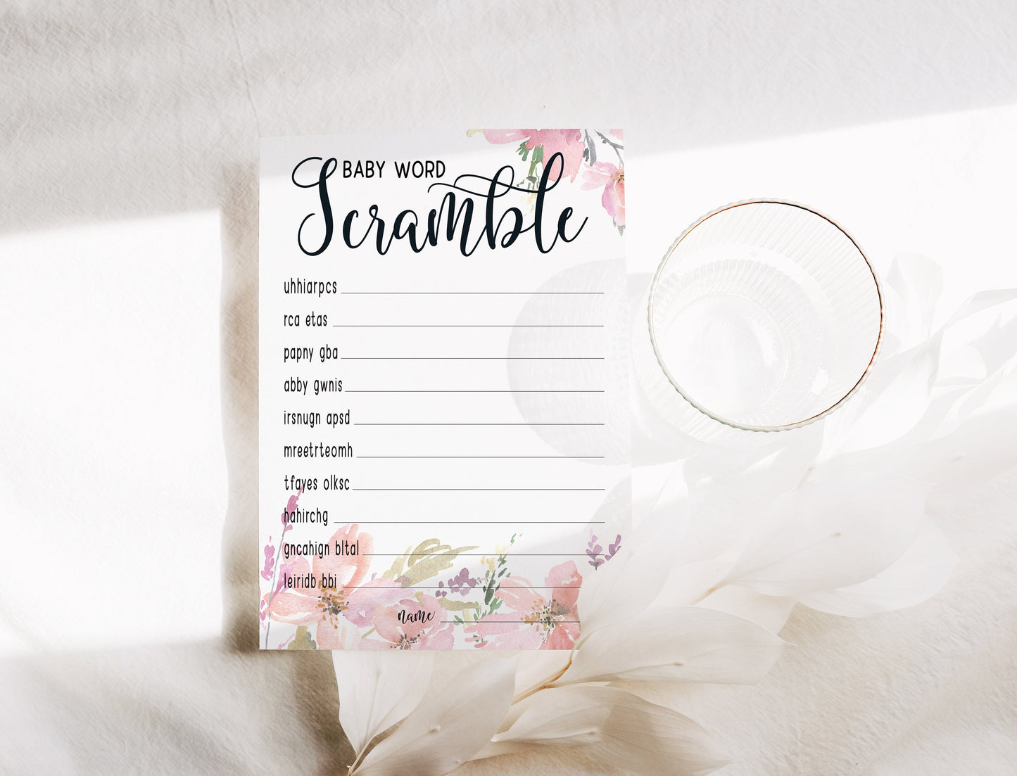 Pink Baby Shower Bundle, Watercolour Floral, Boho Chic, Girl Baby Shower, Mum To Be, Printed A6