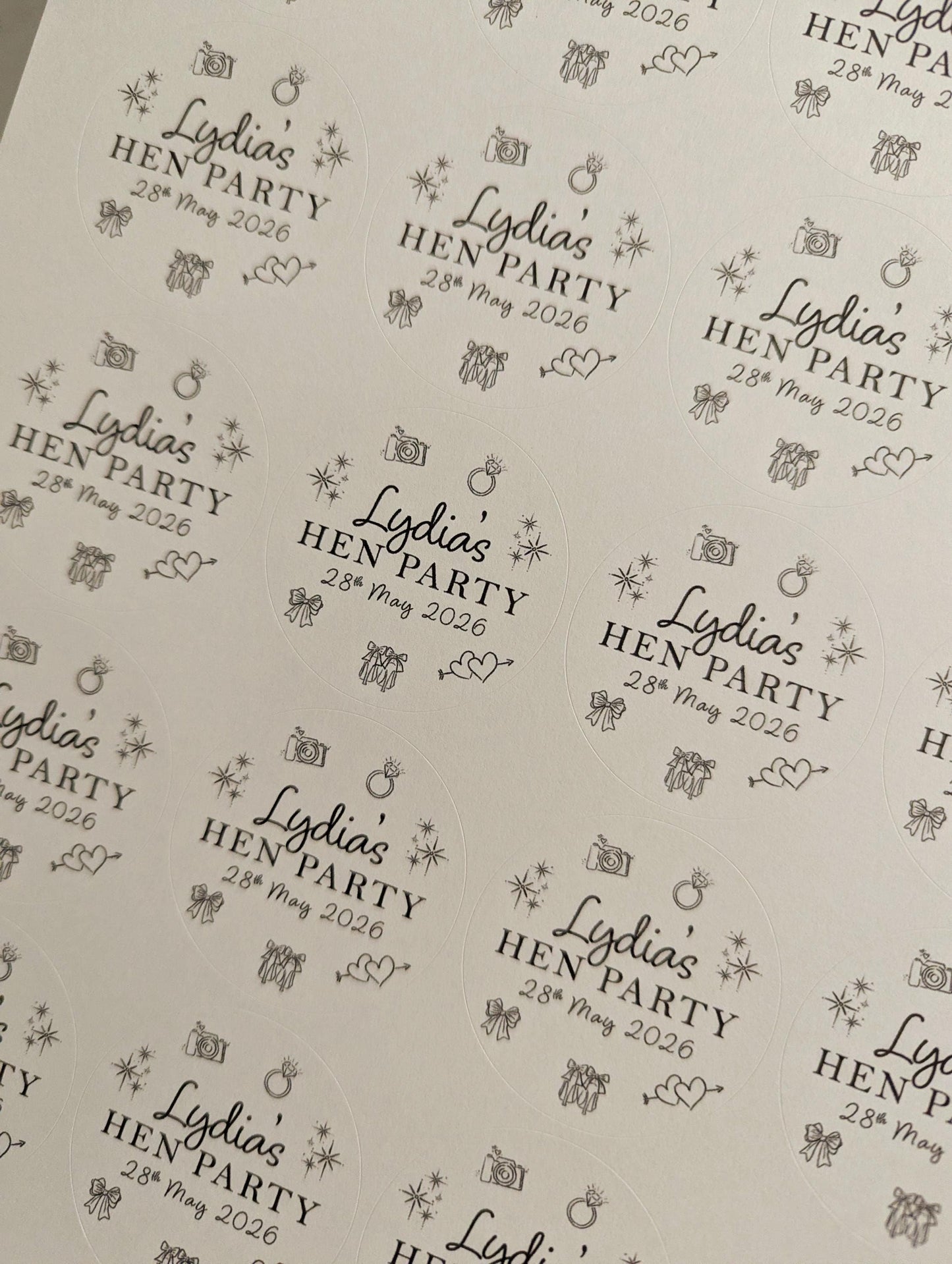 Hen Party Stickers, Goody Bag, Whimsical, Bridal Shower Favour Stickers