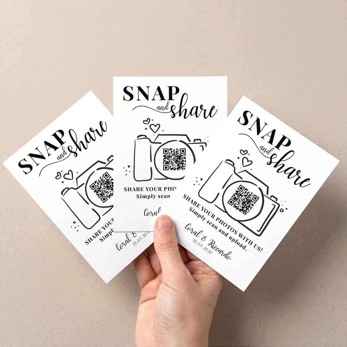 Personalised QR Code Sign; Snap and Share, Capture the Love, Printed
