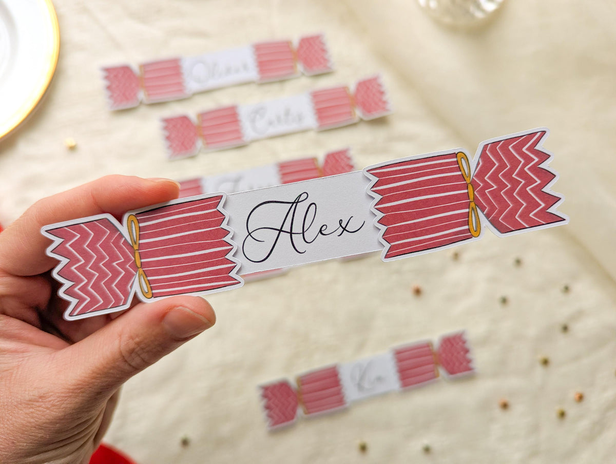 Personalised Christmas Place Cards, Pack of 8, Holiday Dinner Decor, Xmas Guest Name Tags