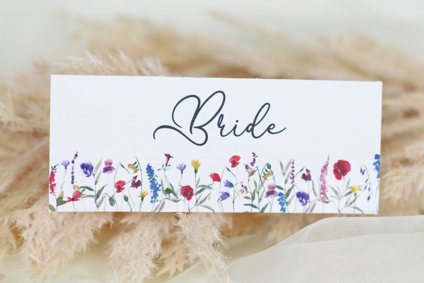 Wildflower Watercolour Wedding Place Cards: Personalised Name Tags
