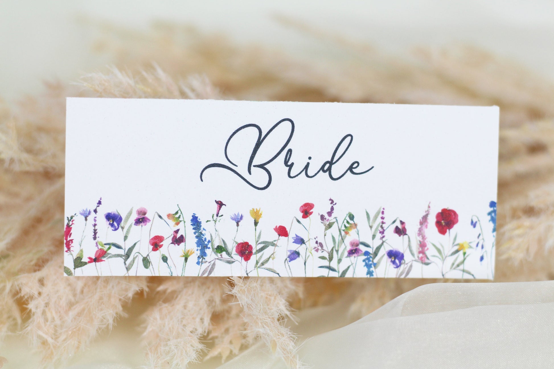 Wildflower Watercolour Wedding Place Cards: Personalised Name Tags