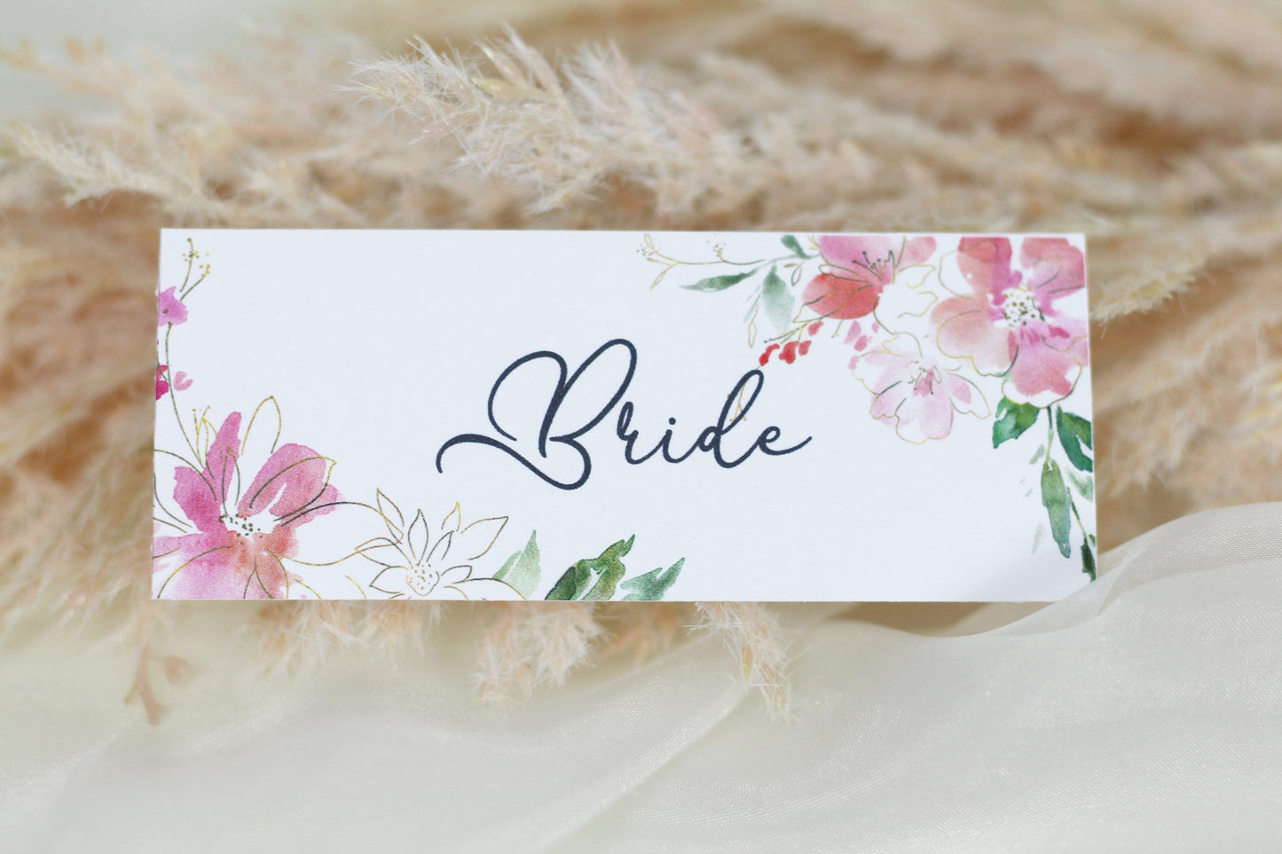 Floral Watercolor Wedding Place Cards: Personalized Name Tags