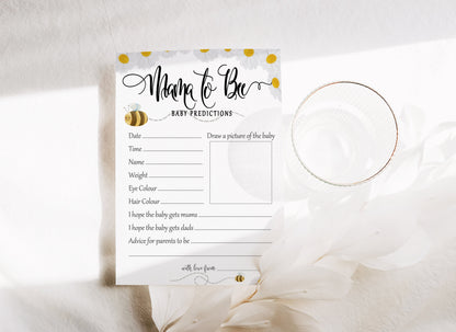 Mama to Bee Baby Shower Prediction Cards: Gender Neutral Game