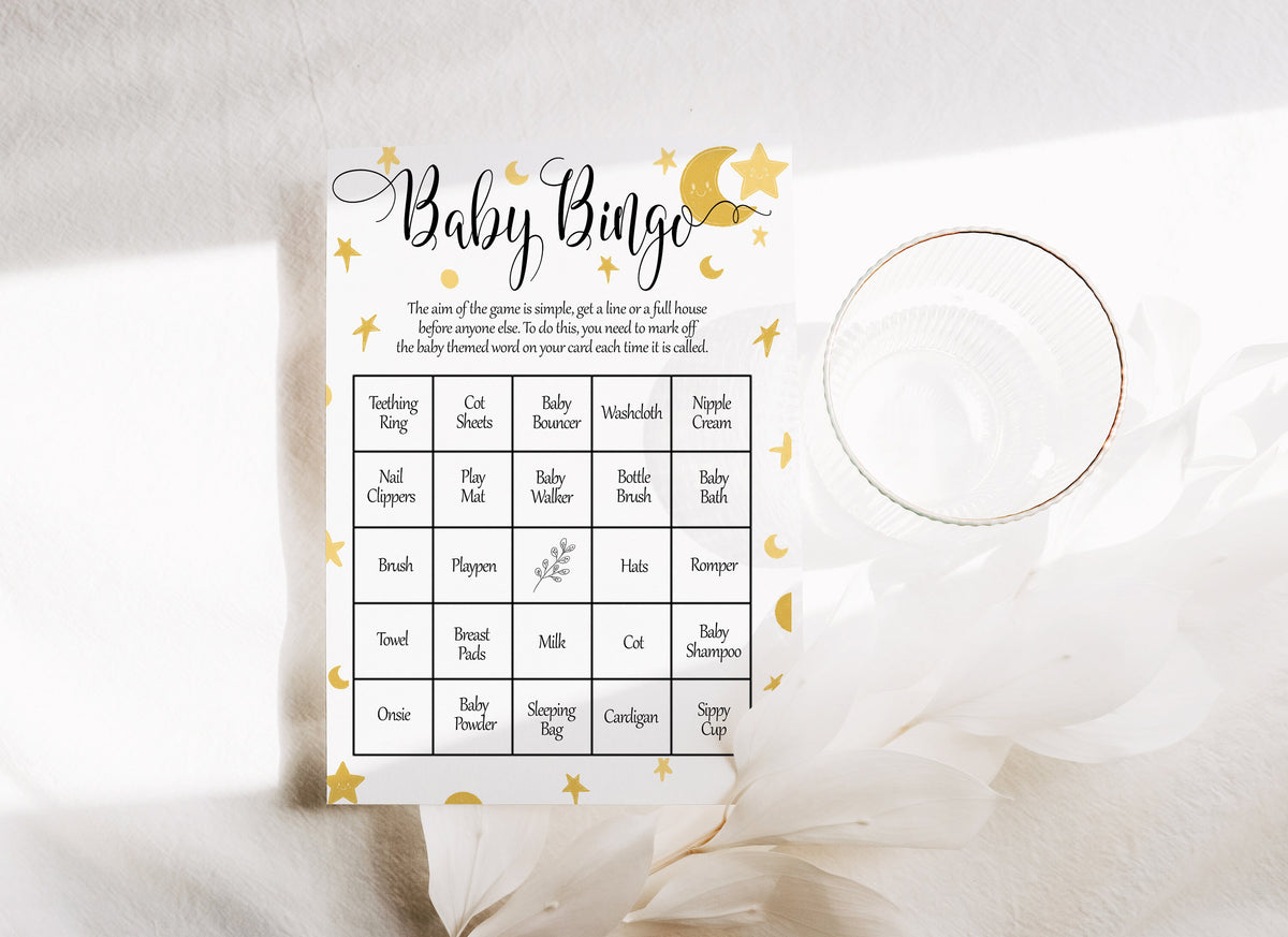 Twinkle Star Baby Shower Bingo Game: A6 Cards
