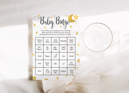 Twinkle Star Baby Shower Bingo Game: A6 Cards