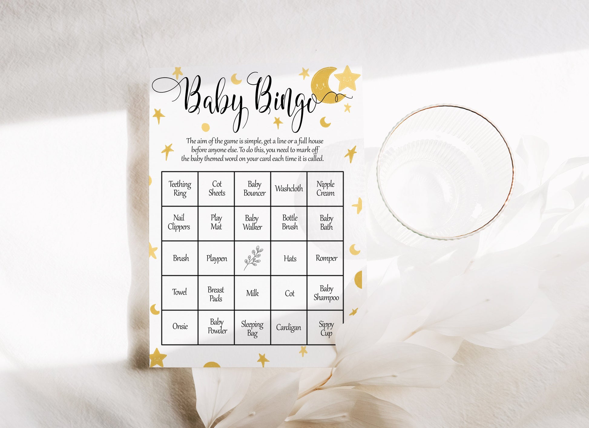 Twinkle Star Baby Shower Bingo Game: A6 Cards