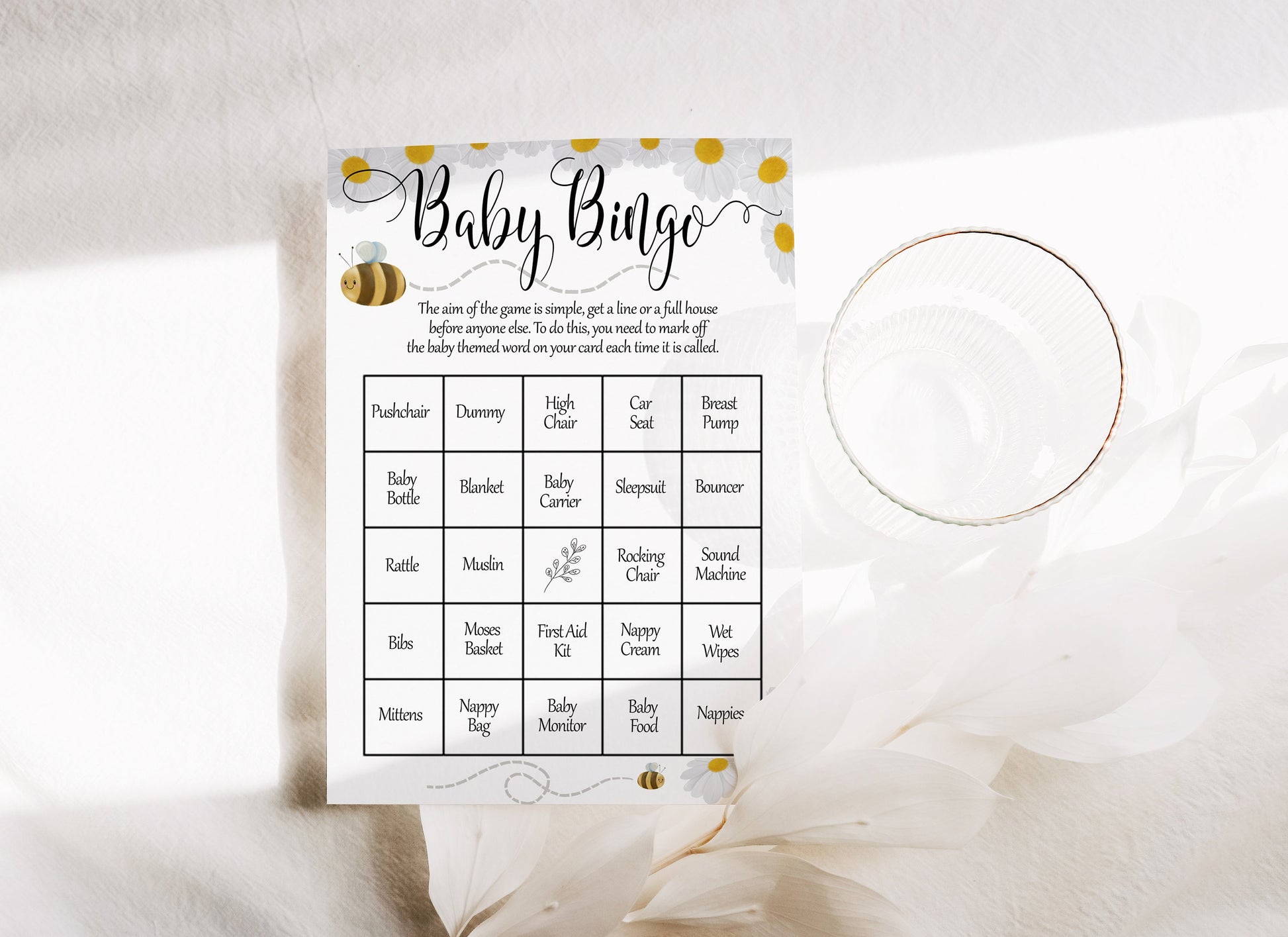 Bumble Bee Gender Reveal Bingo Game: Mama to Bee Party