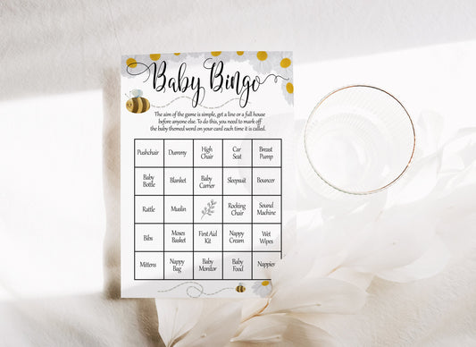 Bumble Bee Gender Reveal Bingo Game: Mama to Bee Party