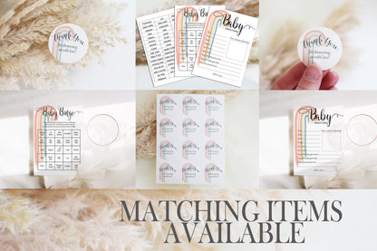 Boho Rainbow Baby Shower Bingo Game: Gender Neutral Party