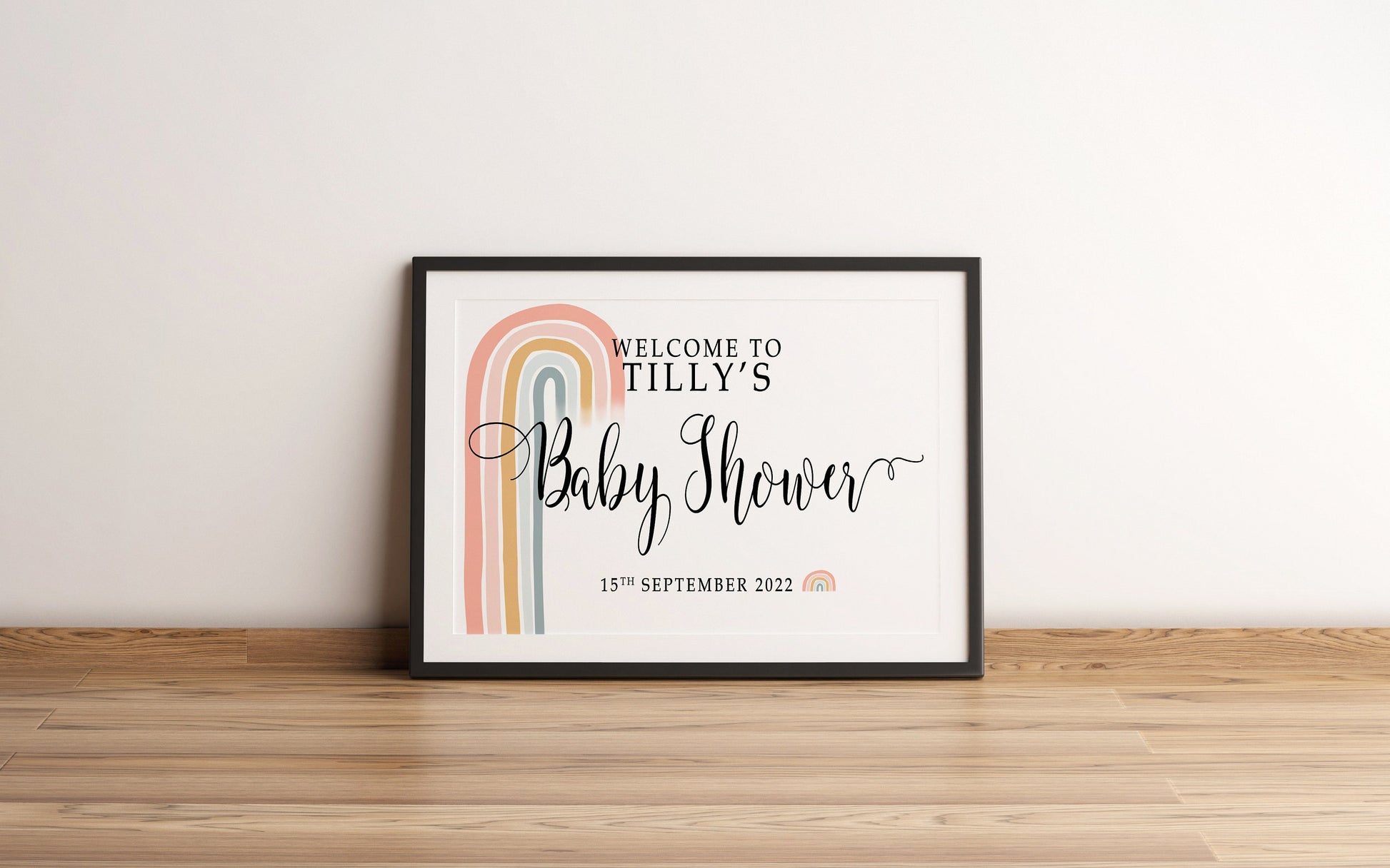 Pastel Rainbow Baby Shower Welcome Sign: Personalised Poster