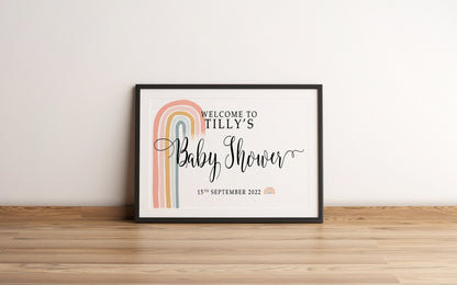 Pastel Rainbow Baby Shower Welcome Sign: Personalised Poster