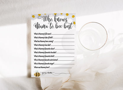 Mama to Bee Baby Shower Games: Bingo & Prediction Cards