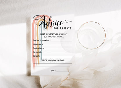 Baby Shower Games Bundle, Advice and Prediction Cards, Pastel Boho Rainbow, Gender Neutral, Games, Mum To Be, Prints A6