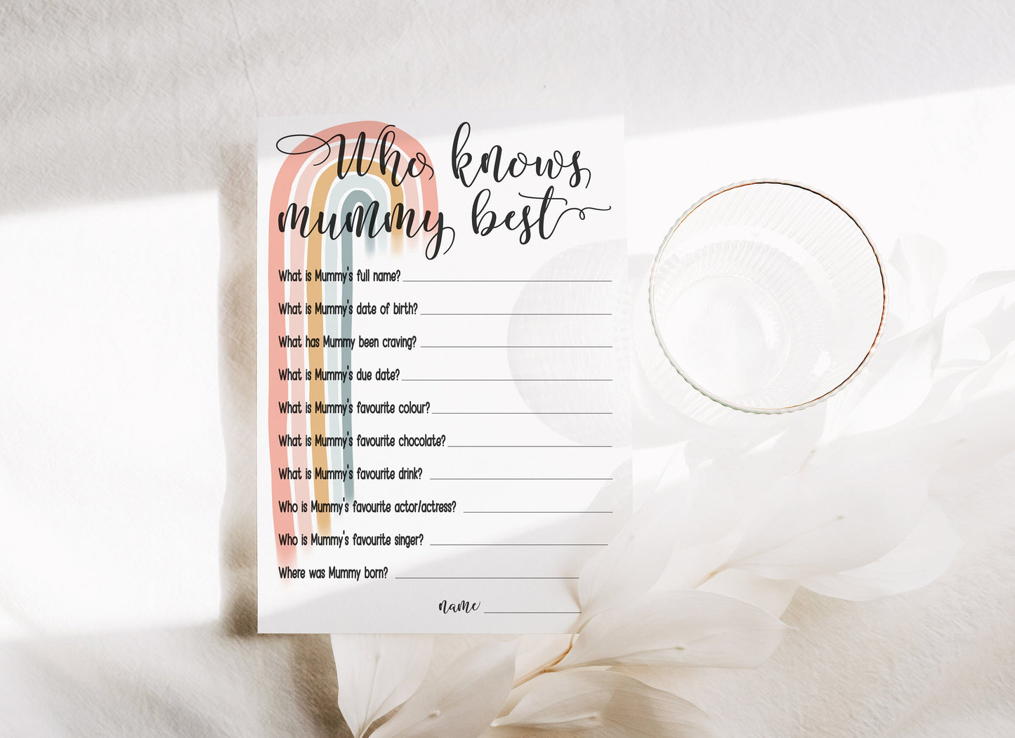 Baby Shower Games Bundle, Advice and Prediction Cards, Pastel Boho Rainbow, Gender Neutral, Games, Mum To Be, Prints A6