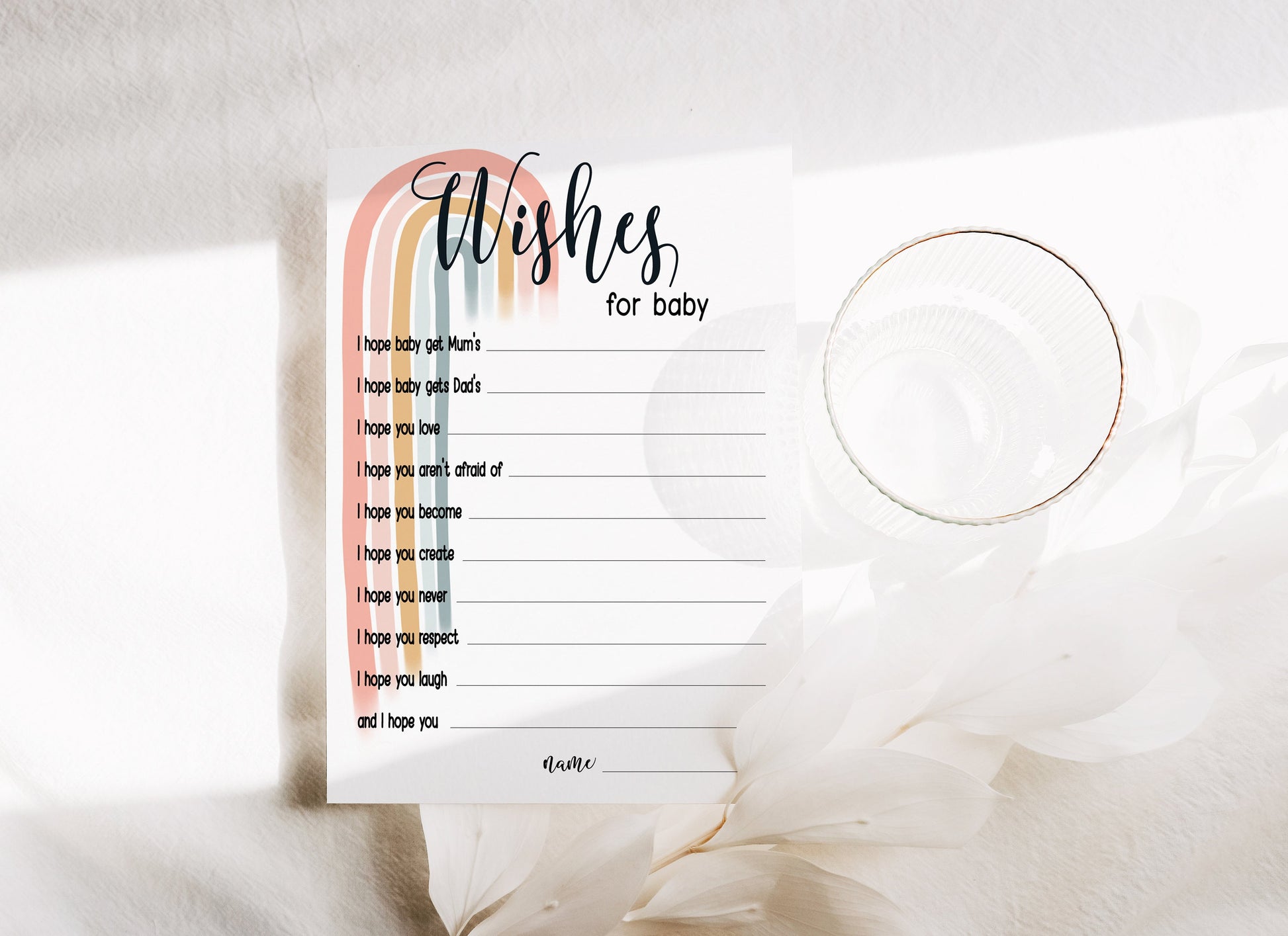 Pastel Rainbow Wishes for Baby Cards: Gender Neutral Baby Shower Keepsake