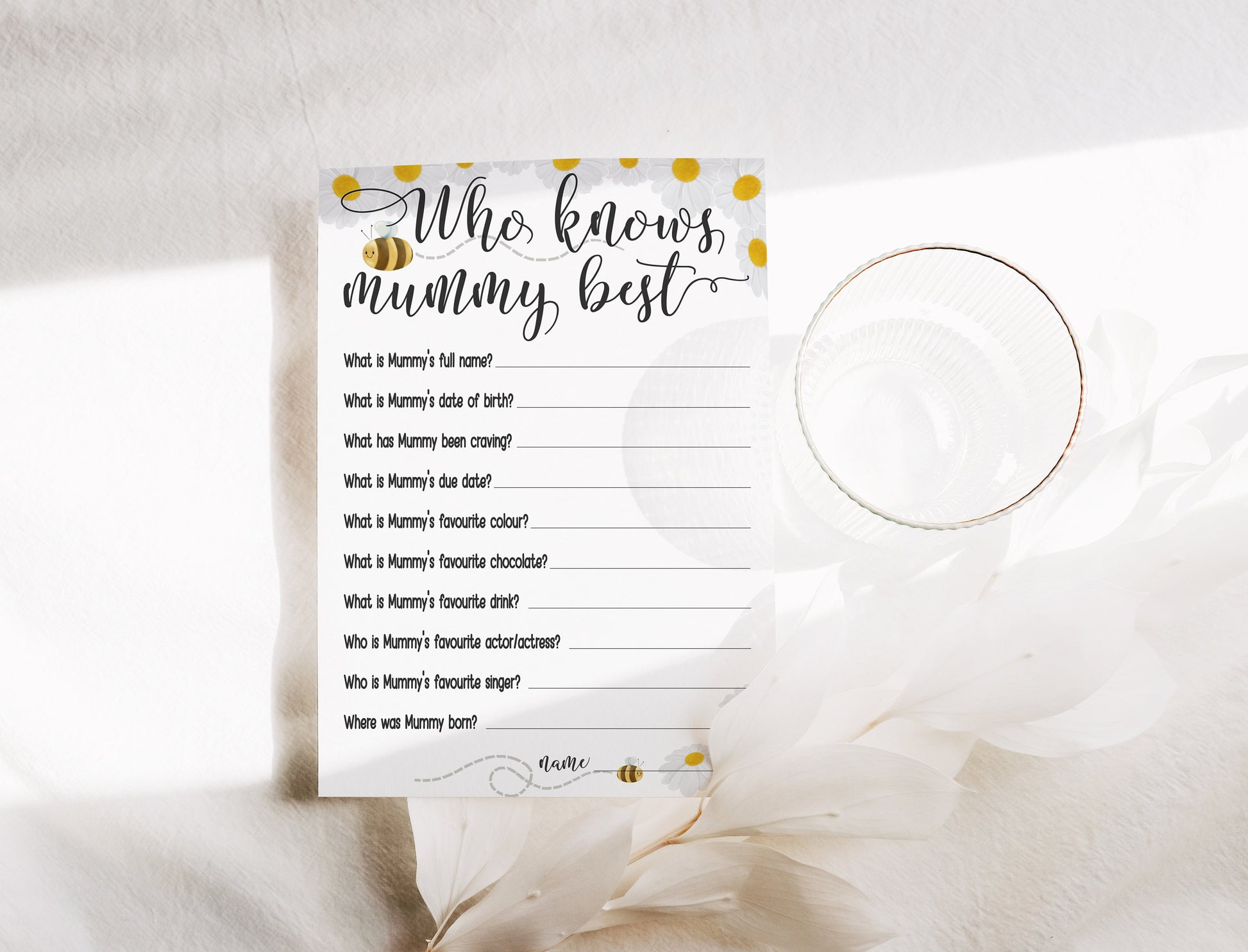Who Knows Mum Best, Mama to Bee Baby Shower, Gender Neutral Baby Shower, Baby Boy, Baby Girl, Printed A6