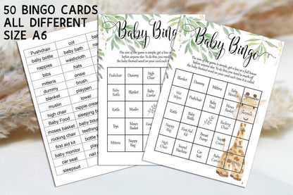 Giraffe Baby Shower Bingo Game: Safari Theme, Printed A6