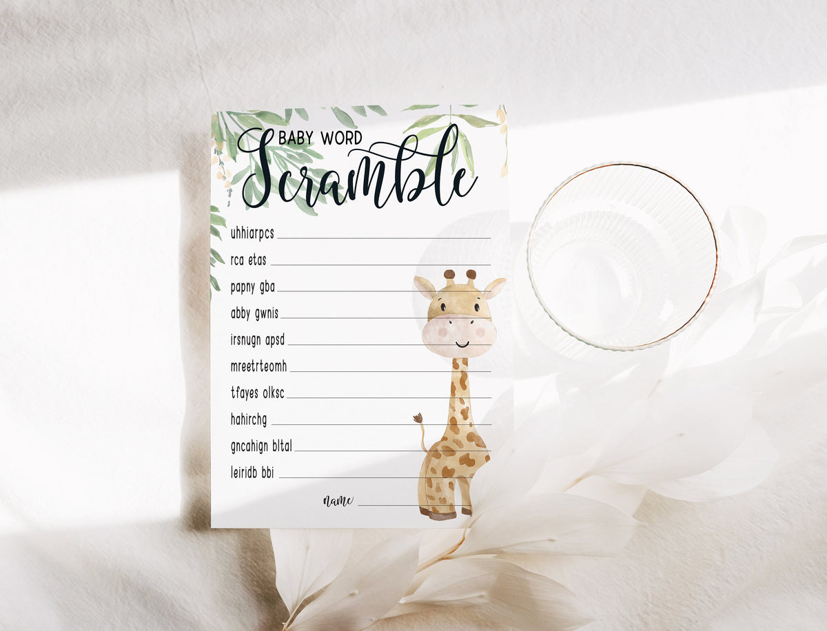 Giraffe Baby Shower Bundle, Prediction and Advice Cards Game, Gender Neutral Baby Shower, Mum To Be, Printed A6
