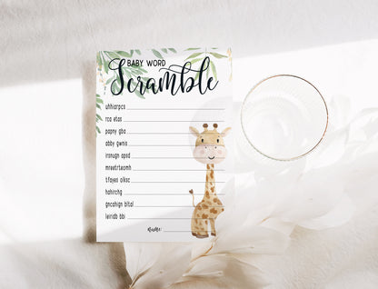Giraffe Baby Shower Bundle, Prediction and Advice Cards Game, Gender Neutral Baby Shower, Mum To Be, Printed A6