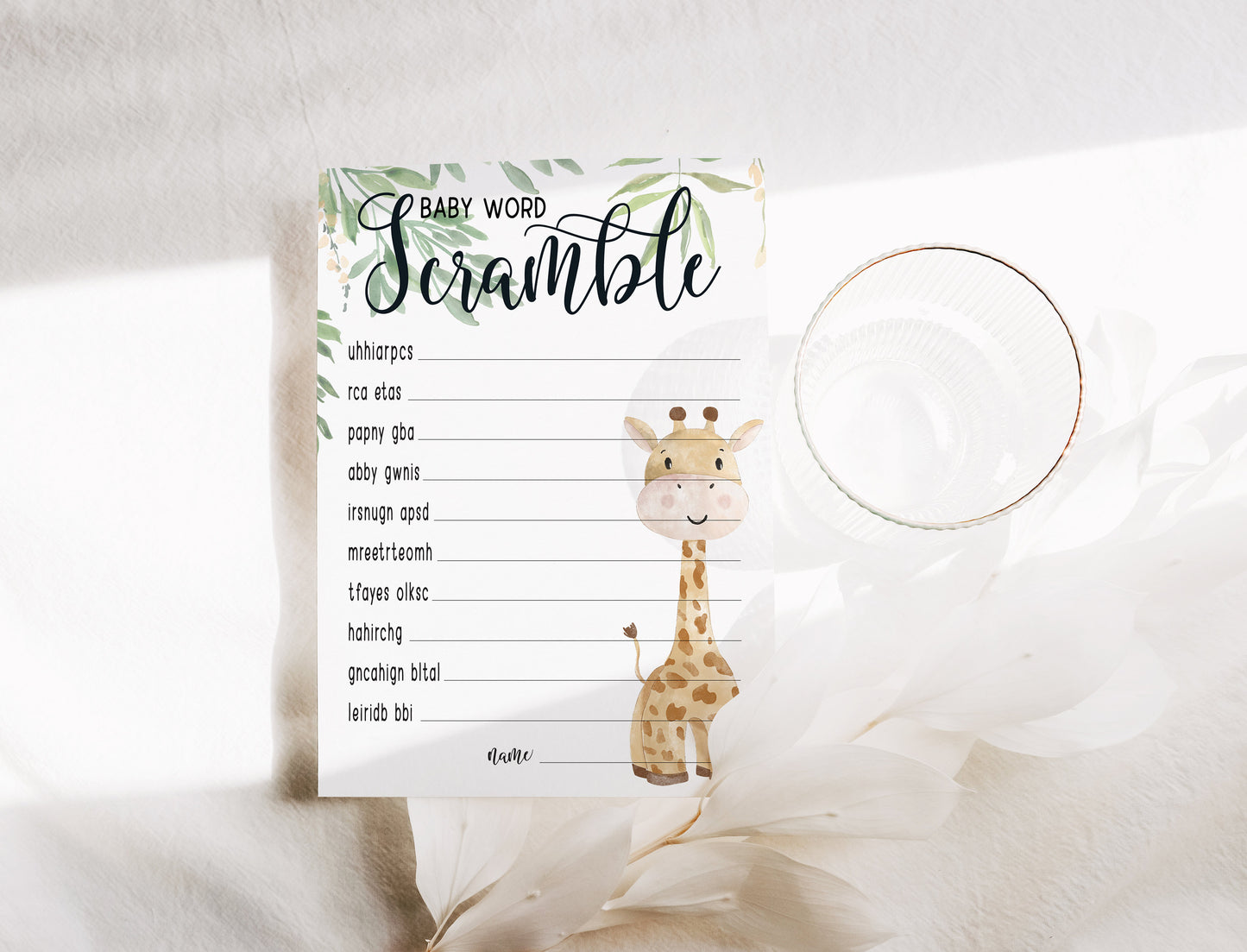 Giraffe Baby Shower Bundle, Prediction and Advice Cards Game, Gender Neutral Baby Shower, Mum To Be, Printed A6