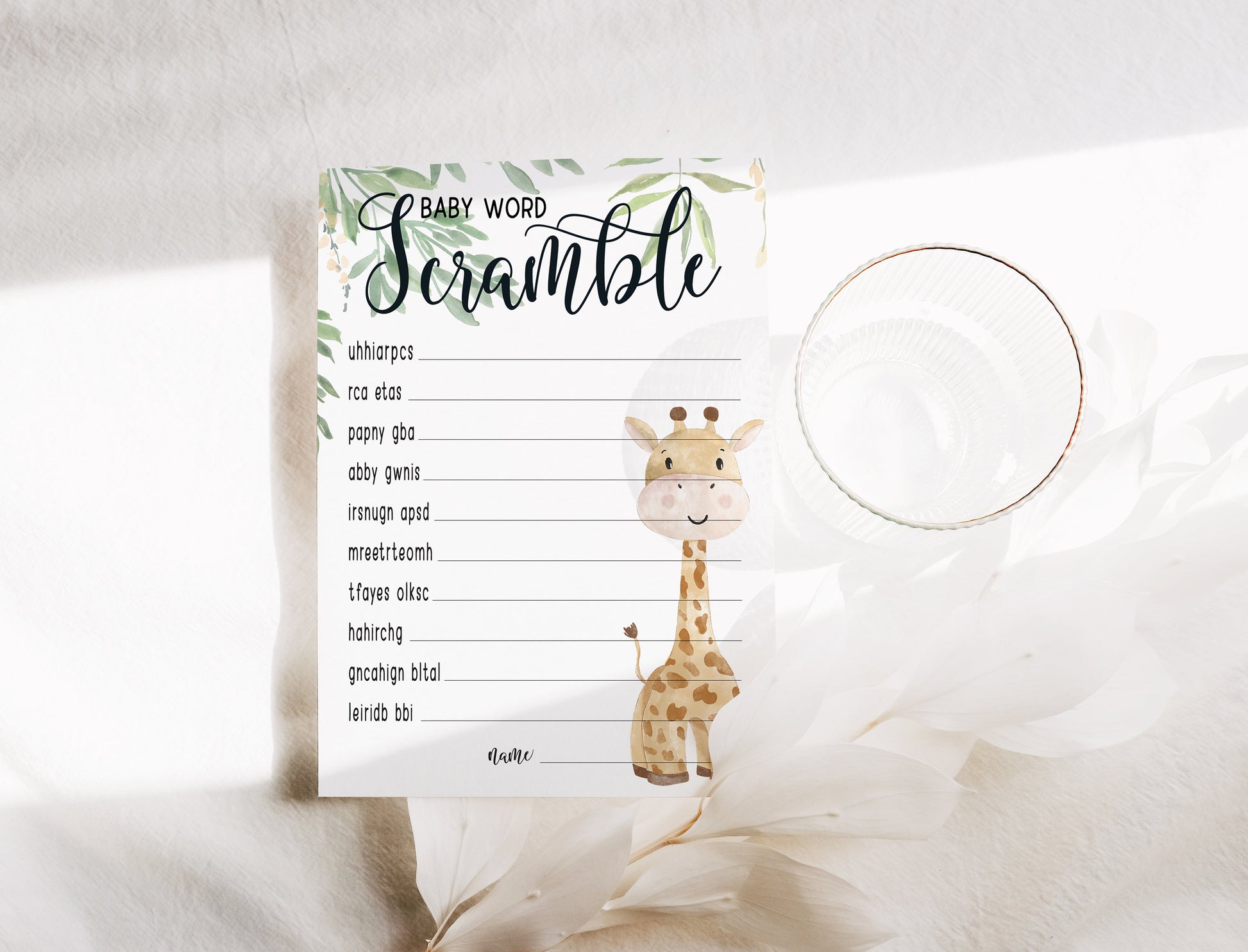 Giraffe Baby Shower Bundle, Prediction and Advice Cards Game, Gender Neutral Baby Shower, Mum To Be, Printed A6