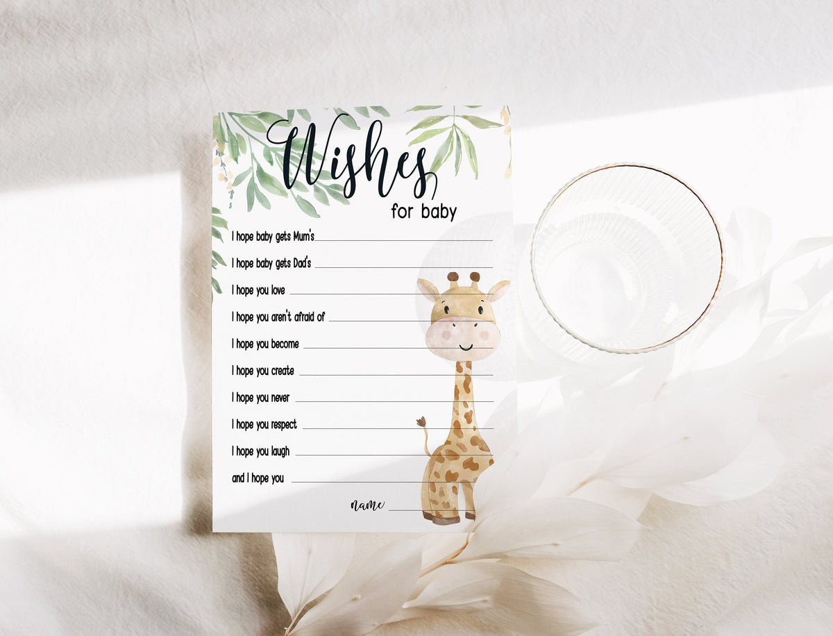 Giraffe Baby Shower Bundle, Prediction and Advice Cards Game, Gender Neutral Baby Shower, Mum To Be, Printed A6