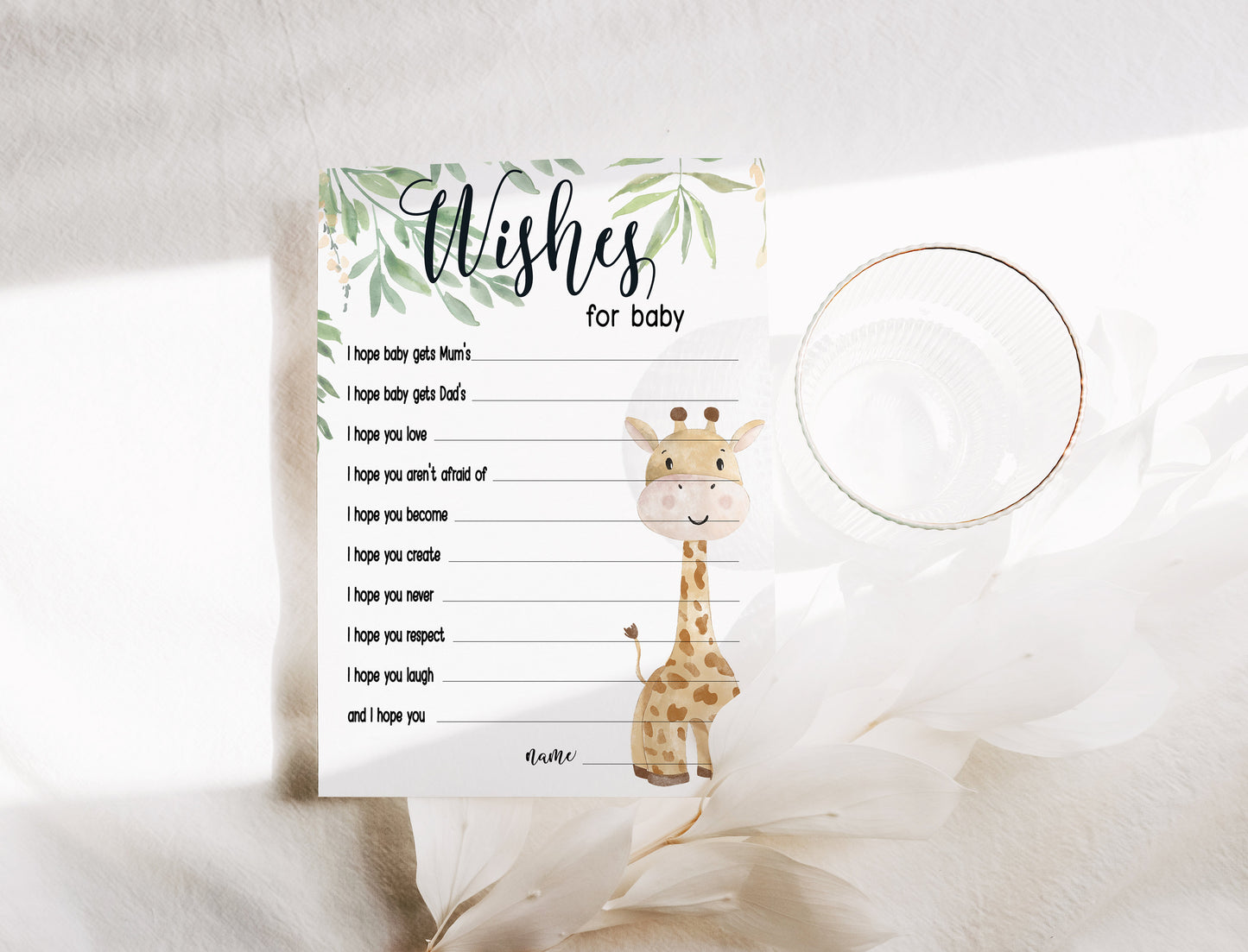 Giraffe Baby Shower Bundle, Prediction and Advice Cards Game, Gender Neutral Baby Shower, Mum To Be, Printed A6