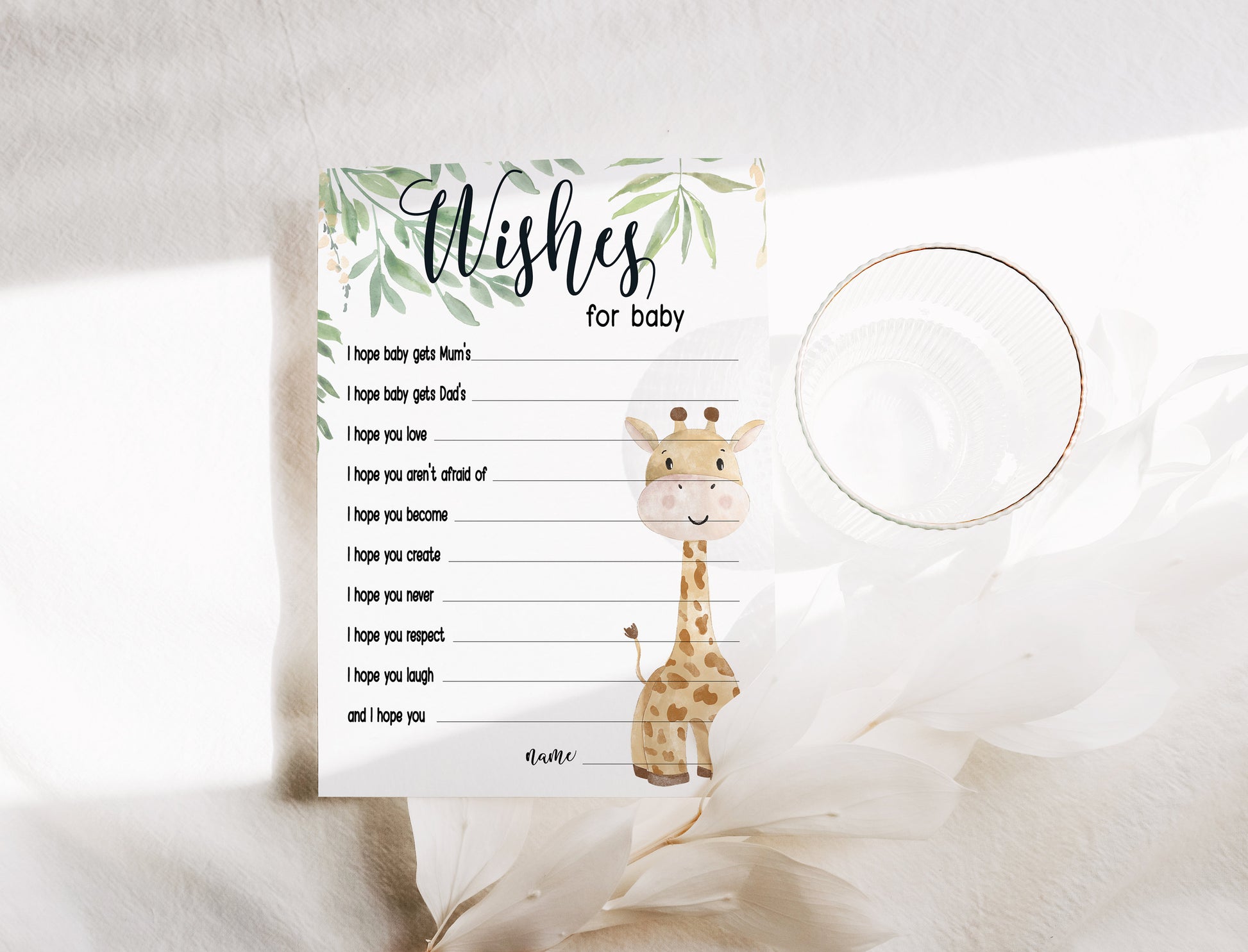 Giraffe Baby Shower Bundle, Prediction and Advice Cards Game, Gender Neutral Baby Shower, Mum To Be, Printed A6