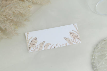 Boho Pampas Grass Wedding Place Cards: Personalised Table Setting