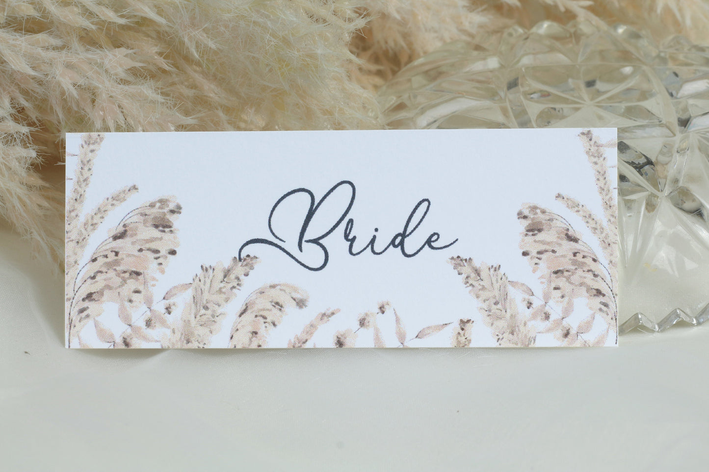 Boho Pampas Grass Wedding Place Cards: Personalised Table Setting