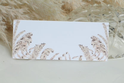 Boho Pampas Grass Wedding Place Cards: Personalised Table Setting