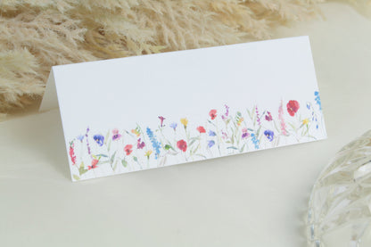 Wildflower Watercolor Wedding Place Cards: Blank or Personalised