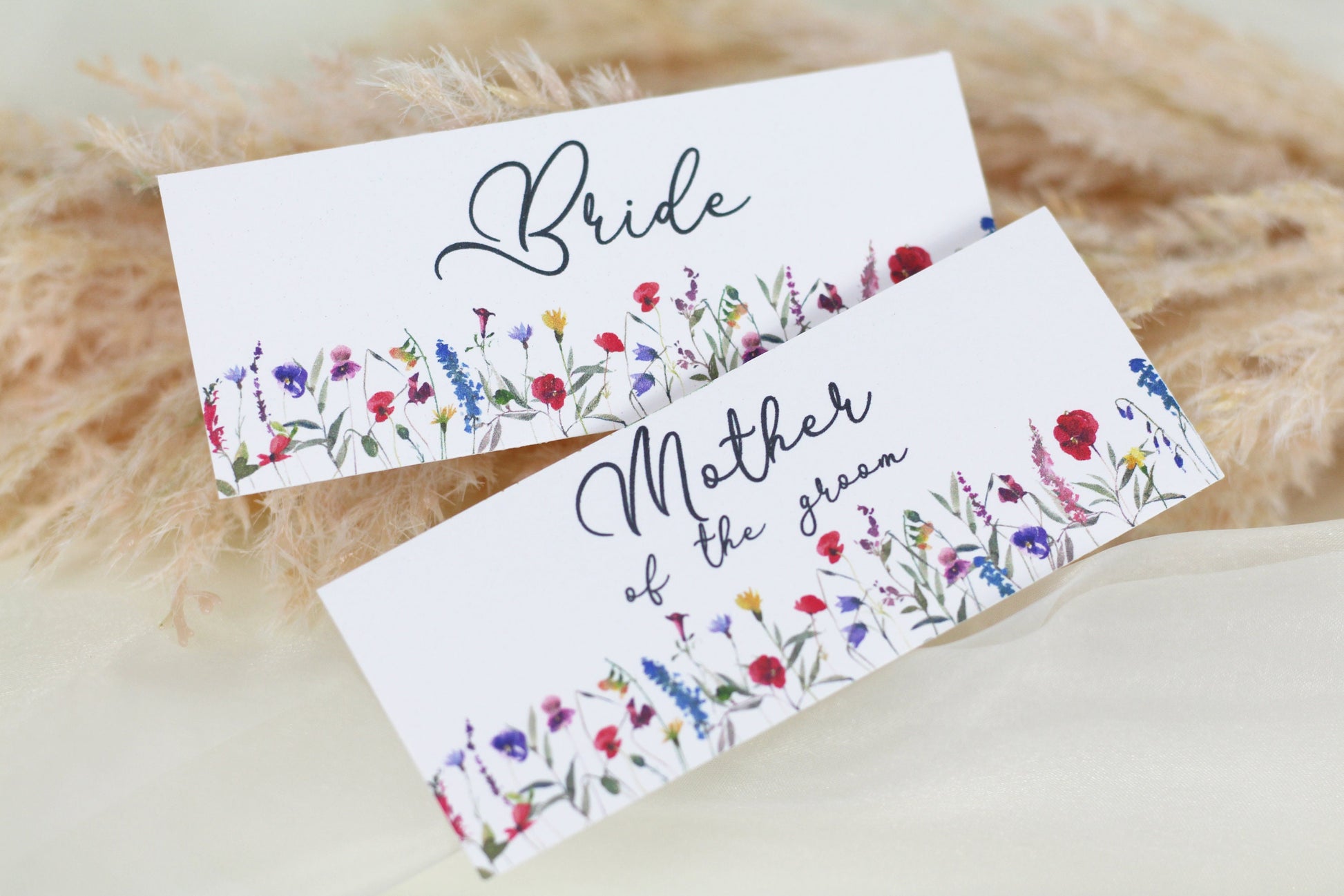 Personalised Wildflower Watercolor Wedding Place Cards
