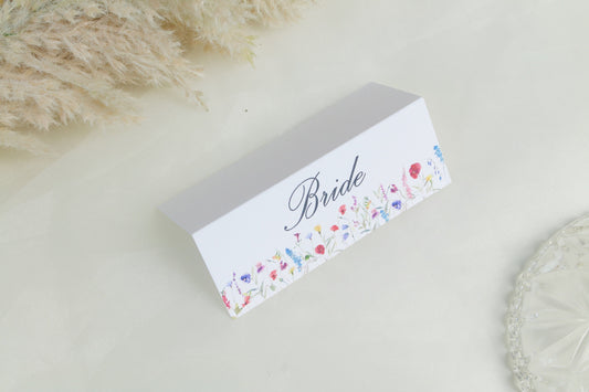 Personalised Wildflower Watercolor Wedding Place Cards