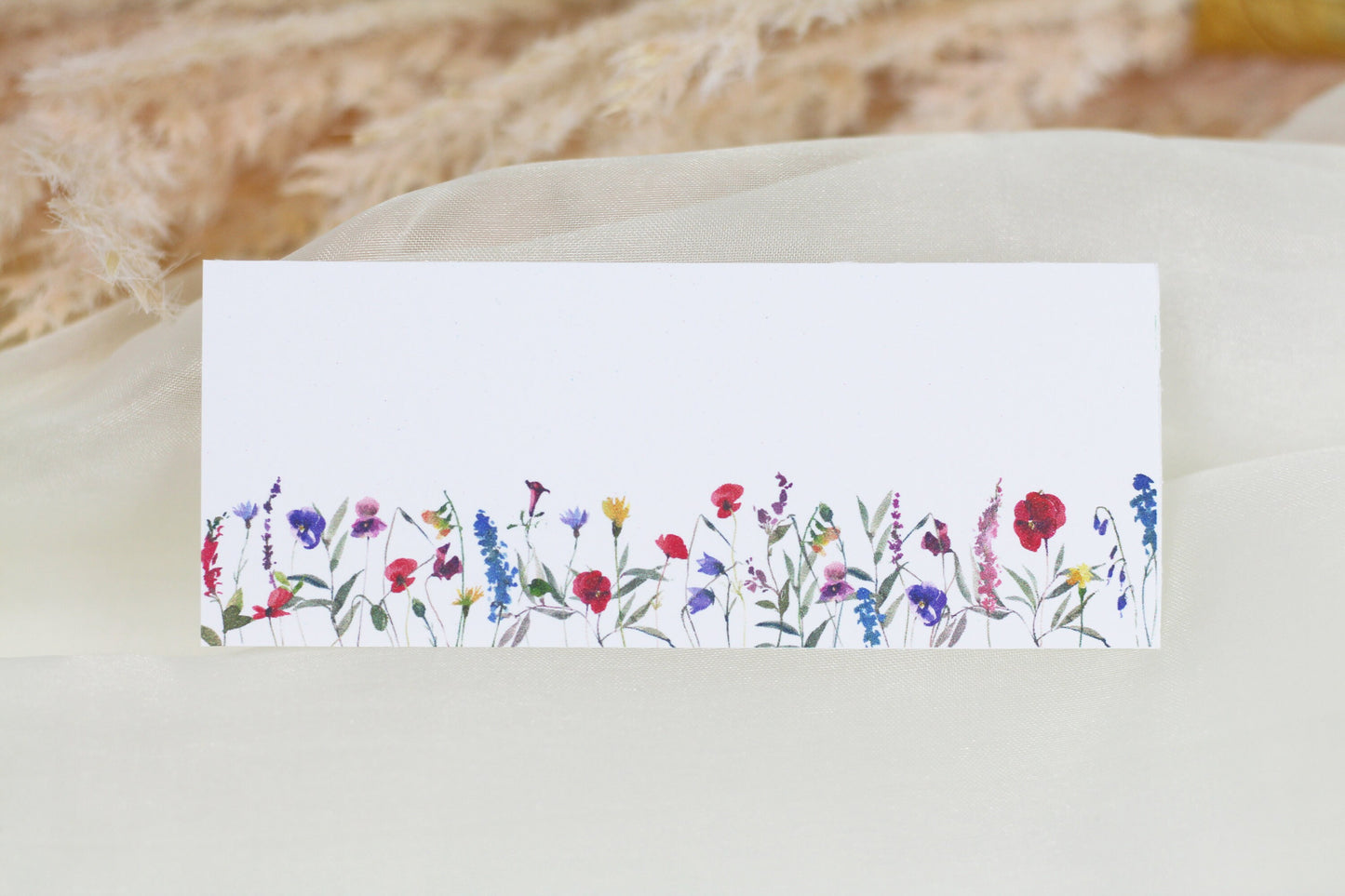 Wildflower Watercolor Wedding Place Cards: Blank or Personalised