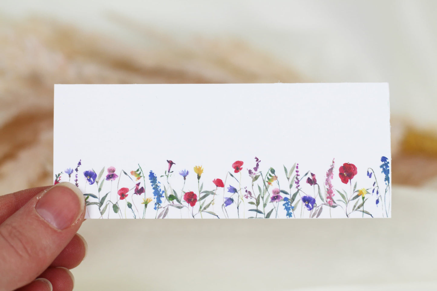 Wildflower Watercolor Wedding Place Cards: Blank or Personalised