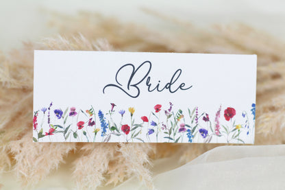 Personalised Wildflower Watercolor Wedding Place Cards
