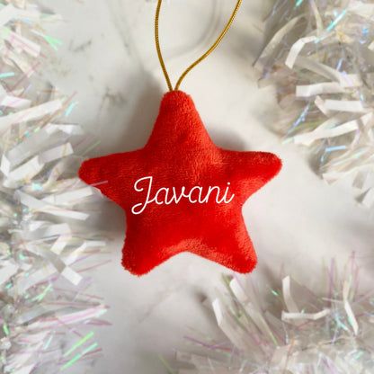 Personalised Red Plush Star Christmas Ornament: Kids Bauble