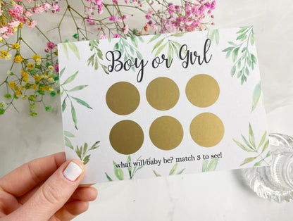 Gender Reveal Announcement Scratch Card, Pregnancy Reveal, Watercolour Greenery, Boy or Girl, He or She, Pink or Blue