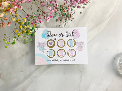 Elephant Gender Reveal Scratch Card: Boy or Girl Pregnancy Announcement