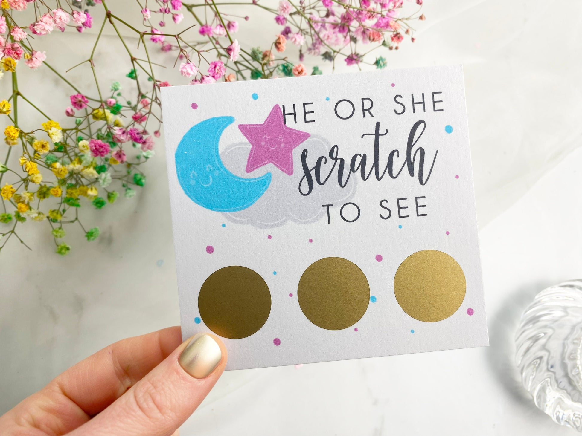 Gender Reveal Scratch Card, Pregnancy Reveal, Elephants, Boy or Girl, He or She, Pink or Blue