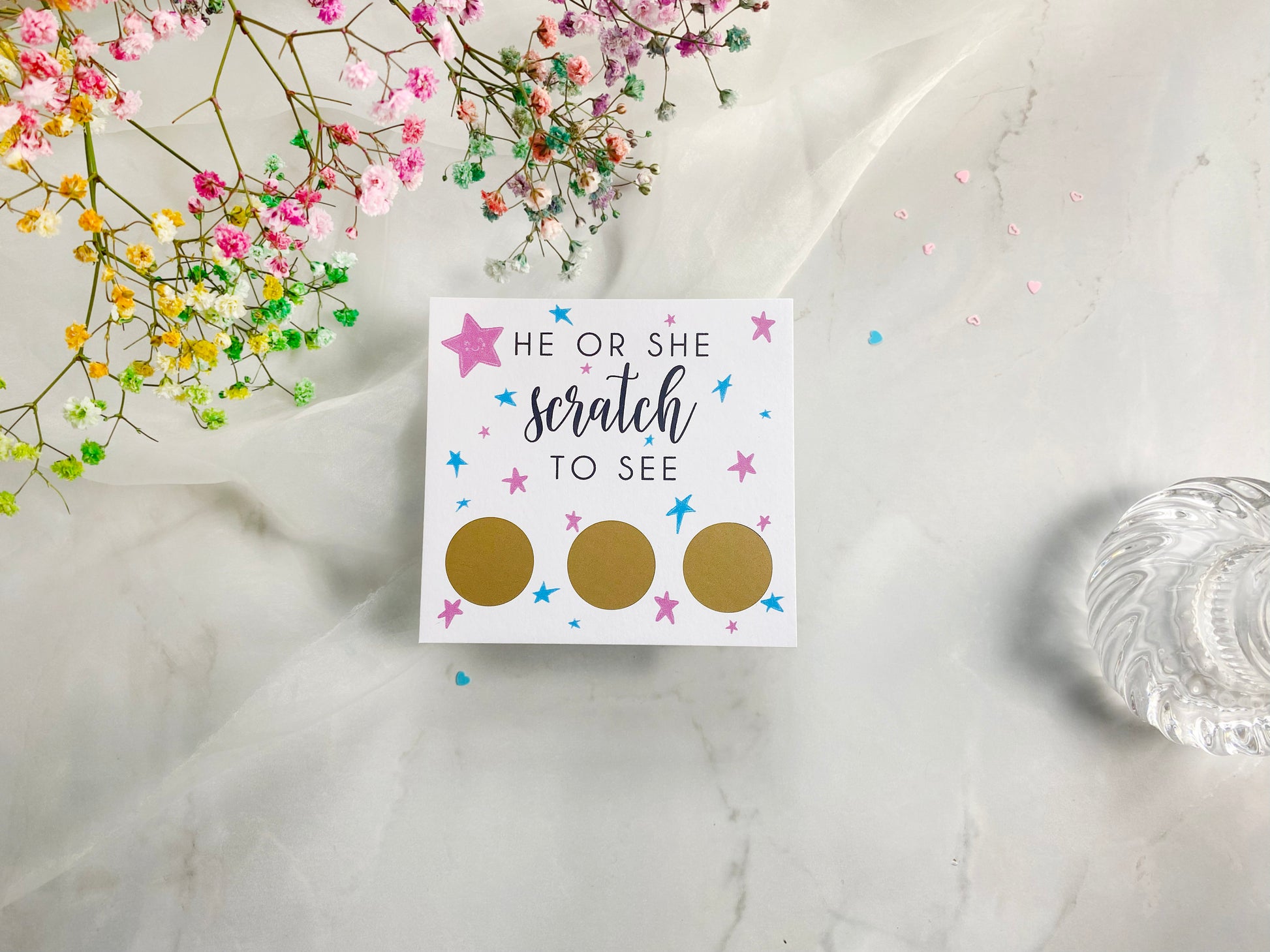 Gender Reveal Scratch Card: Pink or Blue Theme, Boy or Girl