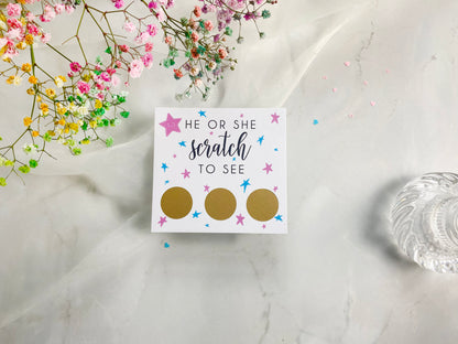 Gender Reveal Scratch Card: Pink or Blue Theme, Boy or Girl