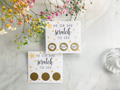 Star Gender Reveal Scratch Card: Boy or Girl Pregnancy Announcement