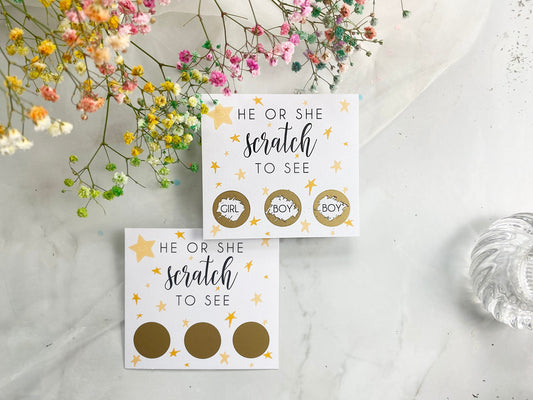 Star Gender Reveal Scratch Card: Boy or Girl Pregnancy Announcement