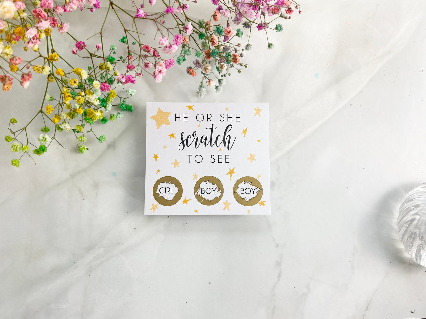 Star Gender Reveal Scratch Card: Boy or Girl Pregnancy Announcement